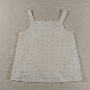 Vintage 90s Chloe Top Womens 10 White Cropped Tank Eyelet Broderie Anglaise Y2K
